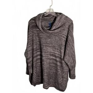Falls Creek Cozy Cowl Neck Gray Striped Sweater Large